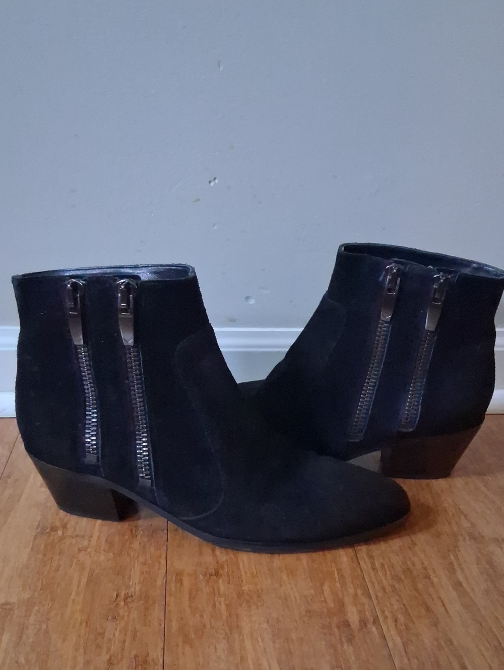 Via Spiga Black Suede Boots with Dual Zippers Size 8.5
